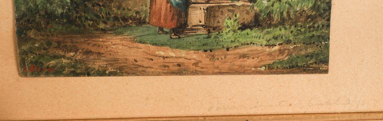 OKÄND KONSTNÄR, akvarell, signerad v Rosen. Daterad med blyerts 1857.