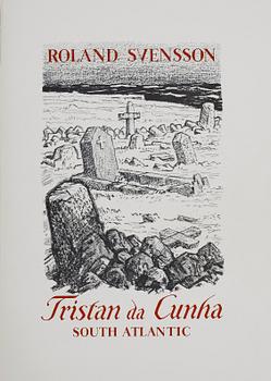 ROLAND SVENSSON, mapp med 7 färglitografier samt häfte, "Tristan da Cunha", sign, numr 187/300.