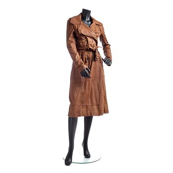 366. BURBERRY, a brown leather trenchcoat.