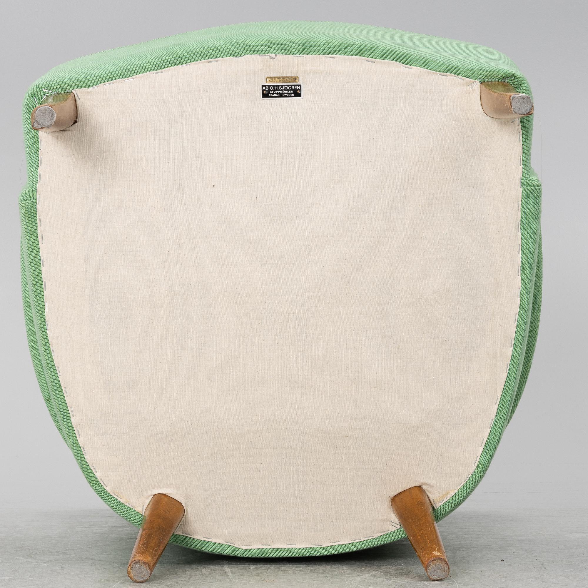 Carl Malmsten, a 'Farmor' armchair, OH Sjögren, late 20th century.