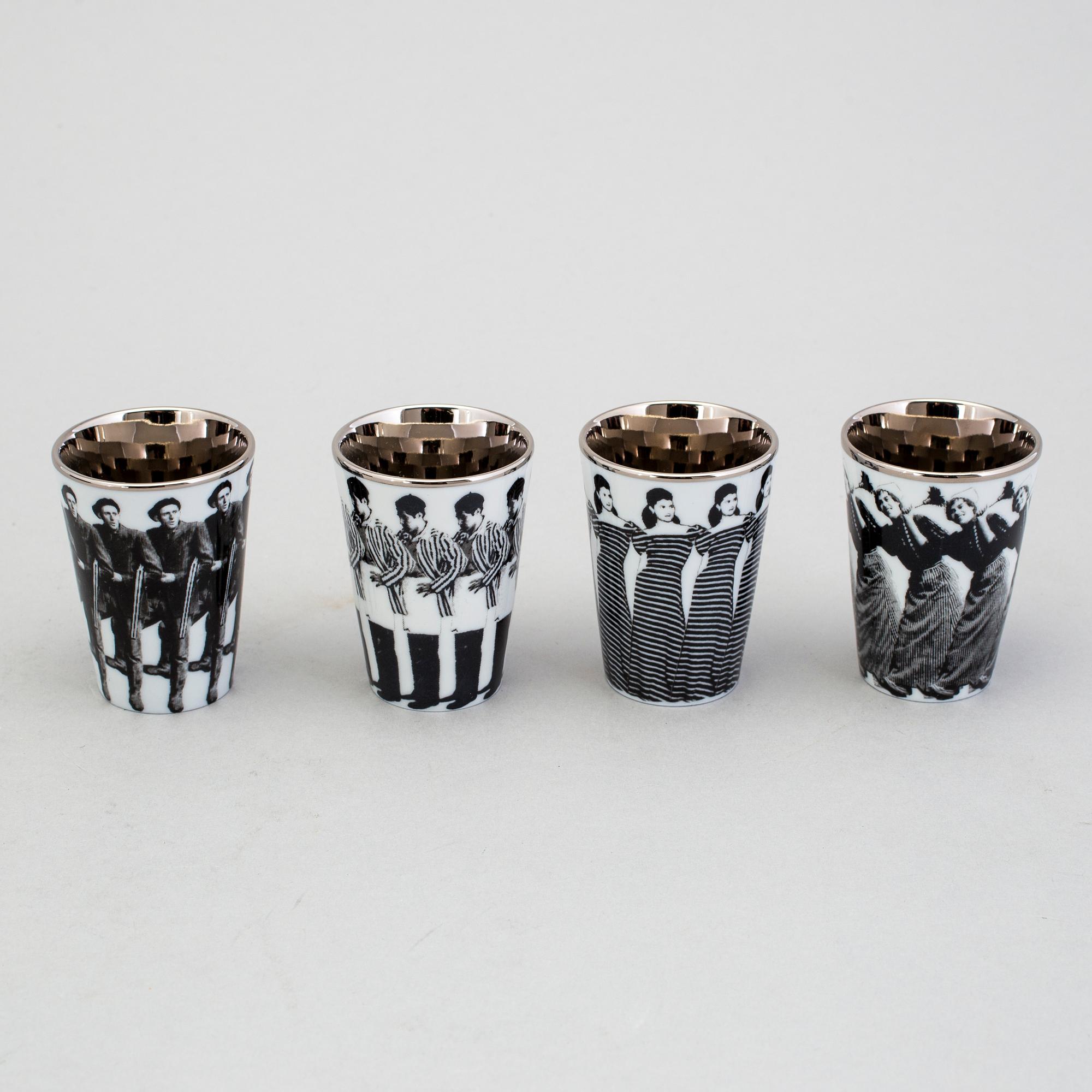 ÅSA LINDSTRÖM, snapsglas,4 st, porslin, Rörstrand, 2000-tal.