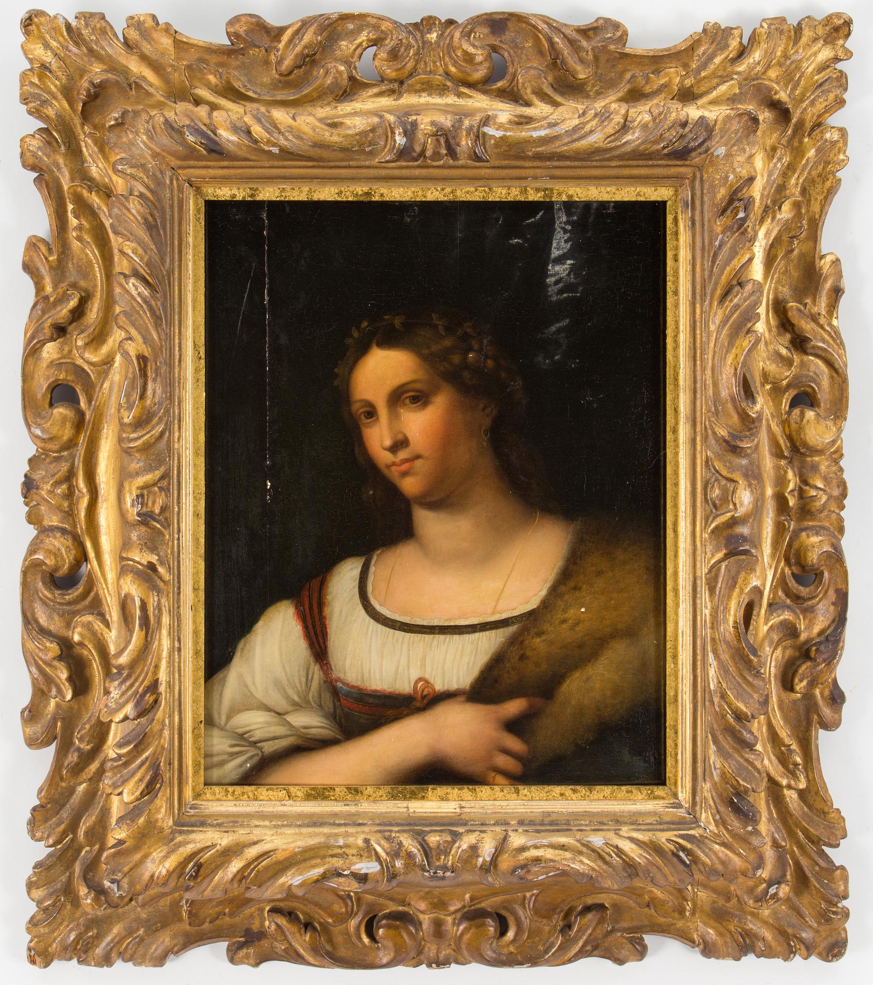 SEBASTIAN DEL PIOMBO, In the manner of, oil on panel. With alter inscription "Tizian" hidden under the frame.