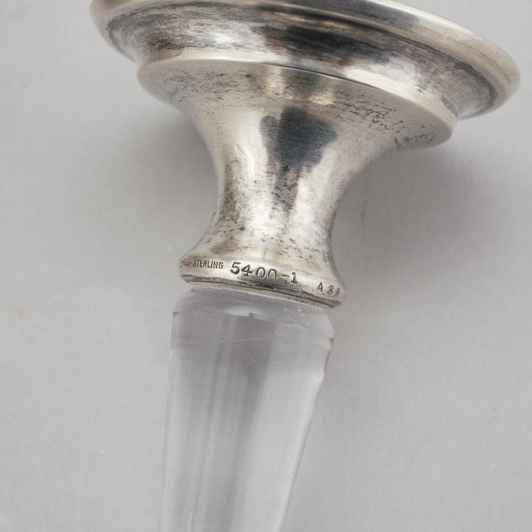 PARFYMFLAKONGER 3 st, glas och silver, 1900-talets början.