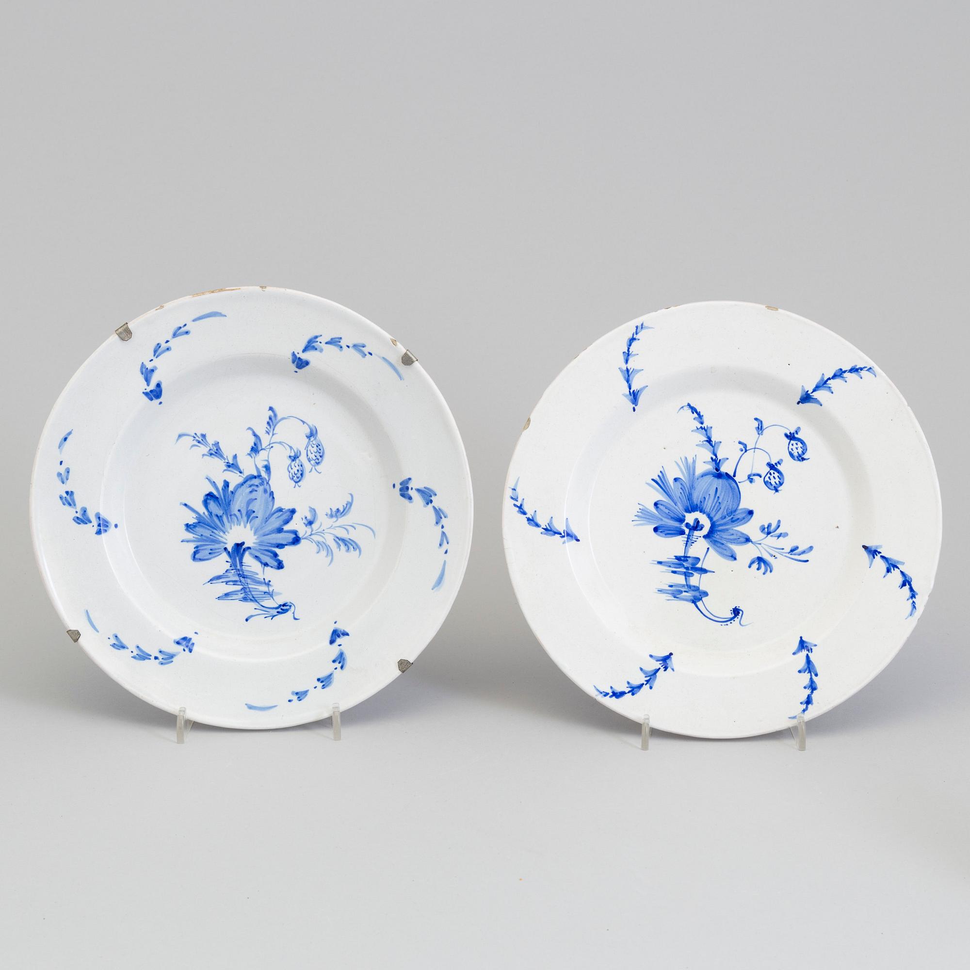 Three Rörstrand faiance dishes, 18th century.