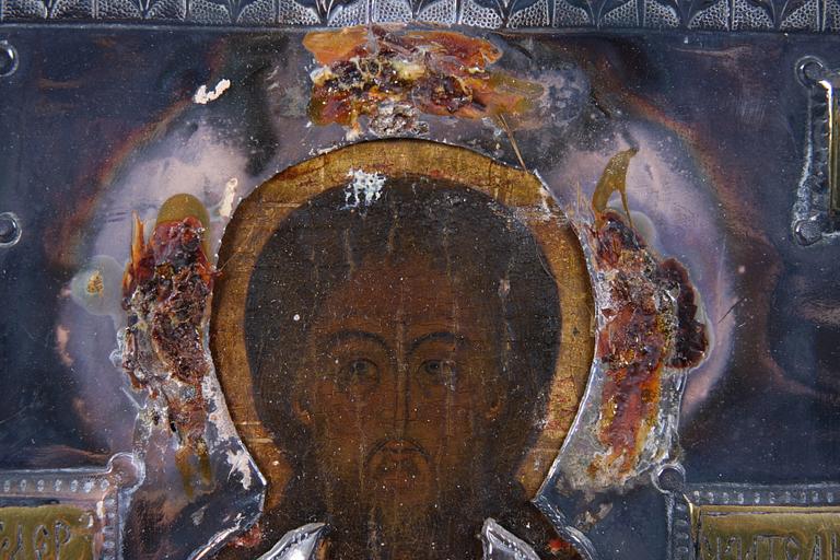 IKON MED RIZZA, silver, Ryssland, 1800/1900-tal.