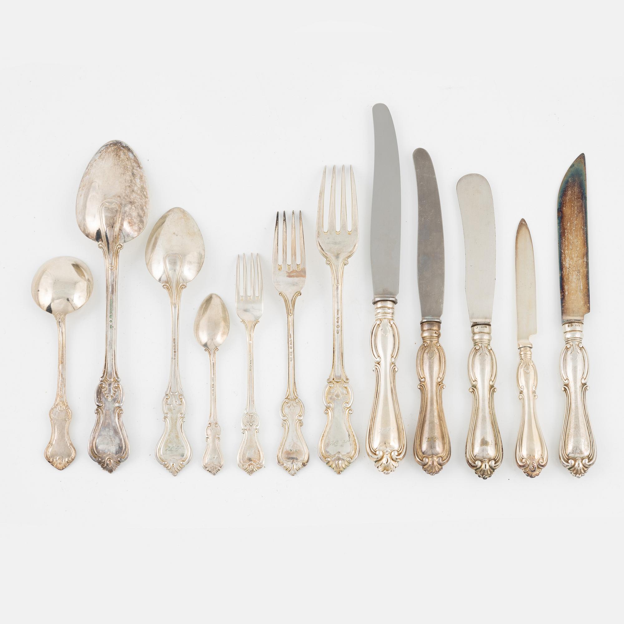 Besticksuppsättning, silver, snarlika  112 delar. CG Hallberg, 1920/30-tal.