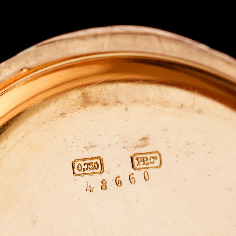 FICKUR, 18 k guld, Patek Phillippe, Genève,savonett, daterad september 1884. Total vikt med urverk 122 g.