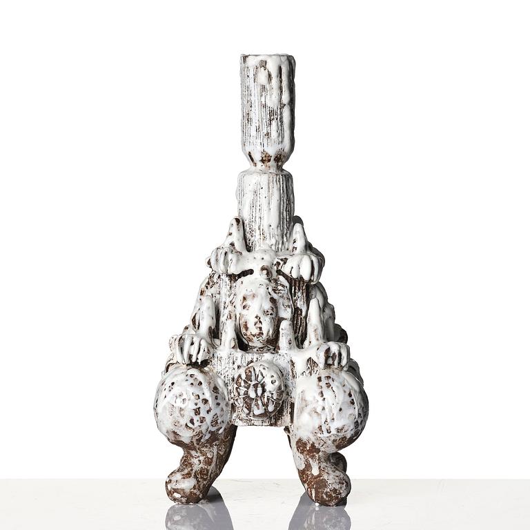 Carl Richard Söderström, a stoneware sculpture/candlestick, executed in his studio, Stockholm, ca 2012.