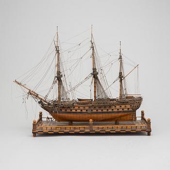A 18th Century wooden ship model.