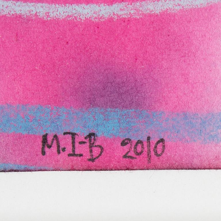 META ISÆUS-BERLIN, pastel and textile dye on paper. Signed M.I-B and dated 2010.