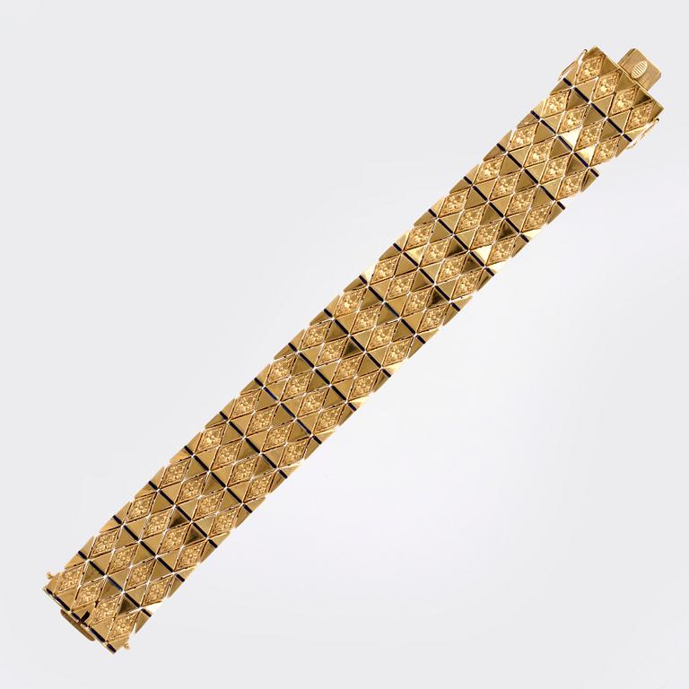 Bracelet 18K gold, enamel, 44,9 g, approx 20 x 2,5 cm, Italian hallmarks.