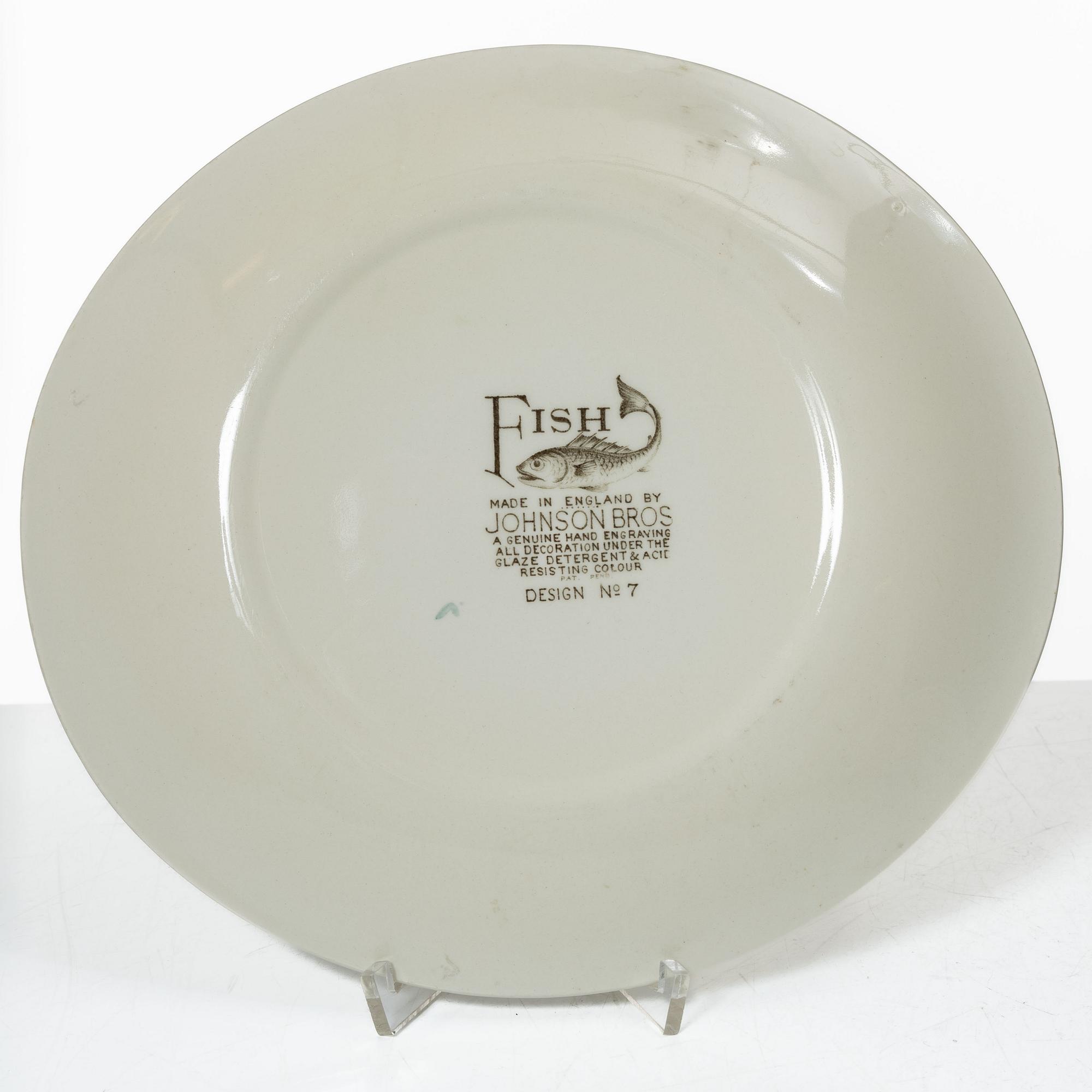 Fiskservis, 13 delar, flintgods, "Fish", Johnson Bros, England.