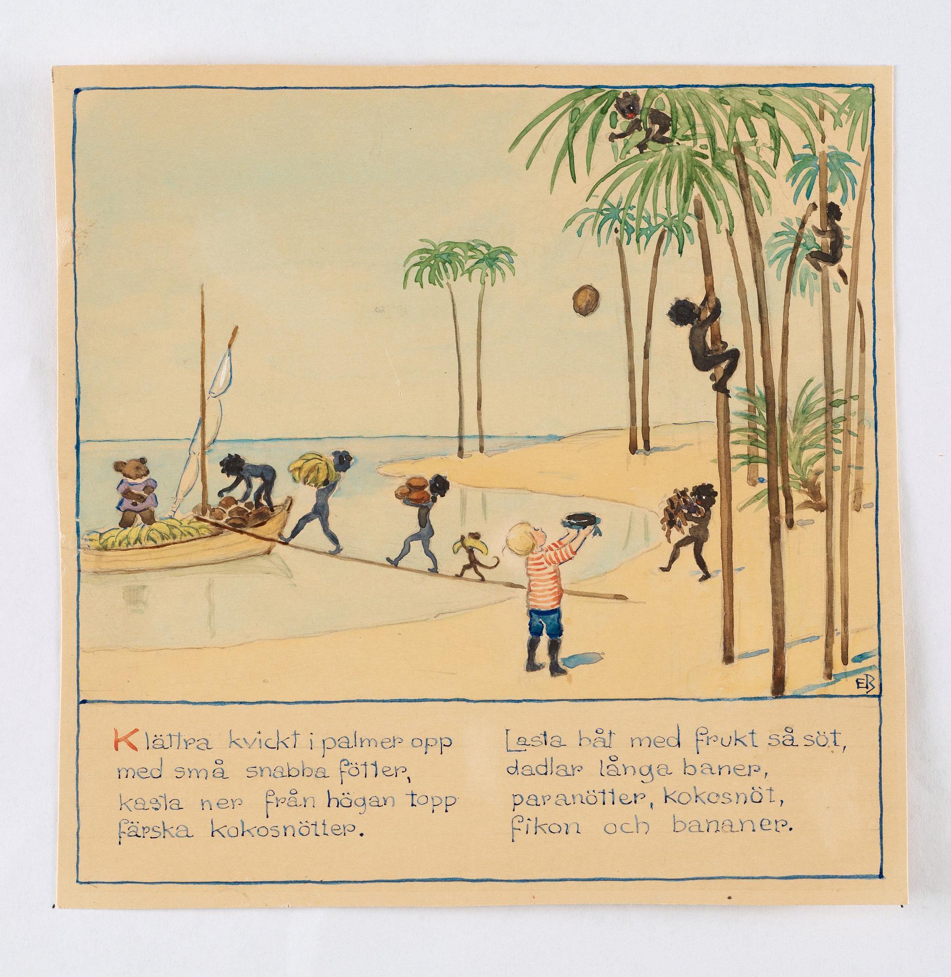 Elsa Beskow, "Lillebrors segelfärd. Bilderbok av Elsa Beskow. Med musik av Alice Tegnér".