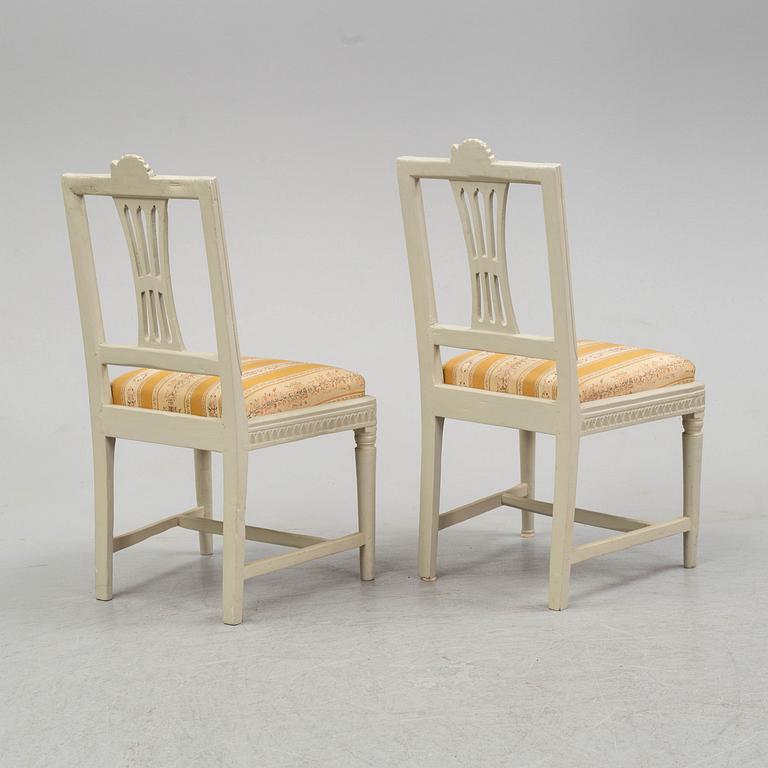 6 gustavian chairs, ca 1800.