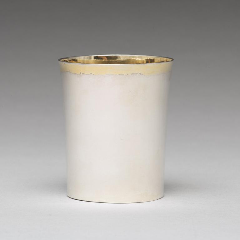 A Swedish 18th century parcel-gilt silver beaker, mark of Arvid Floberg, Stockholm 1799.