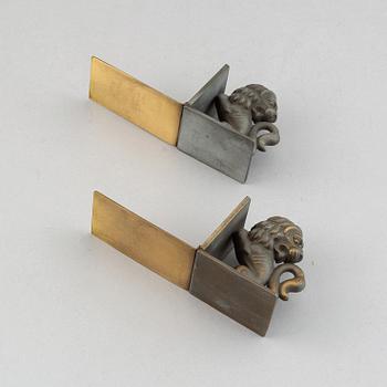 A pair of brass book ends, Stjärnmetall, 1930's.