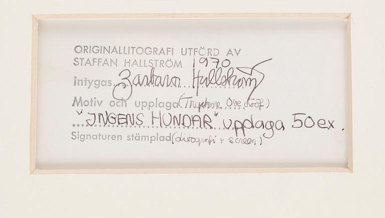 STAFFAN HALLSTRÖM, färglitografi och screen, stämpelsignerad o numrerad 26/50. Handsignerad a tergo. Utförd 1970.