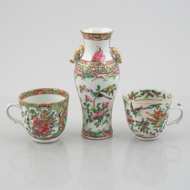 Seven pieces of Kanton porcelain, China, Qing dynasty, 19th century.