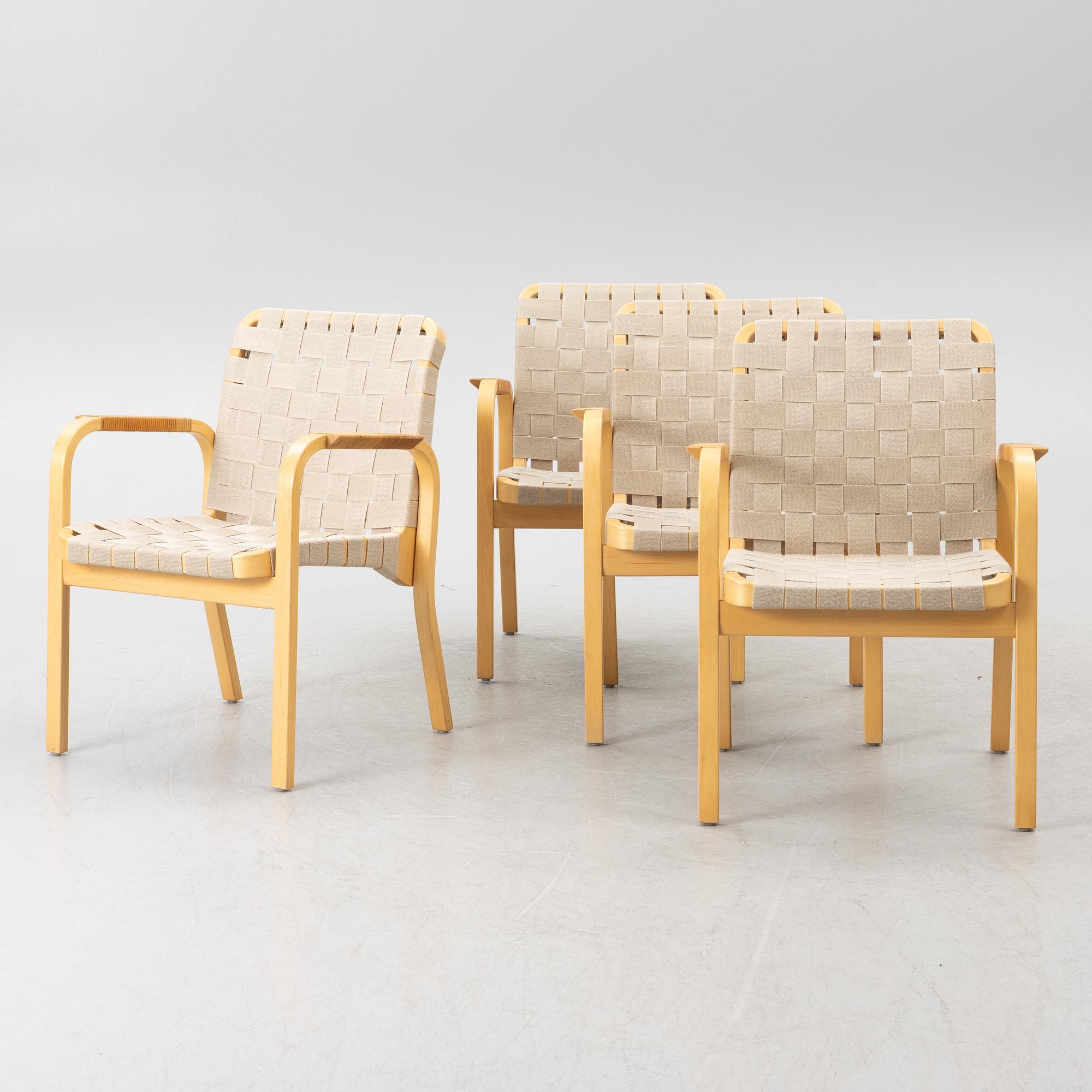 Alvar Aalto, Armchairs, 4 pcs, model 45, Artek, Finland.