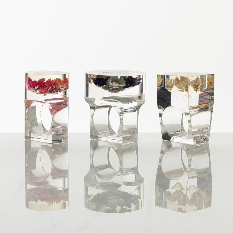 Siv Lagerström, three acrylic rings, 1970s.