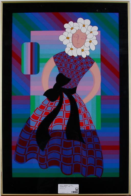 VASARELY, VICTOR. Färgserigrafi, sign  o nr 158/275.