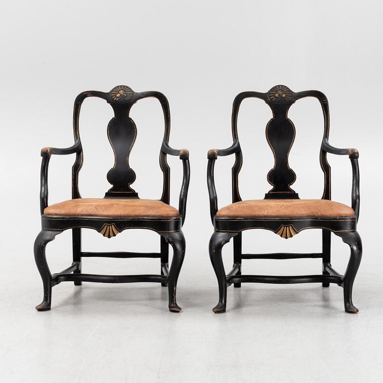 A pair of Rococo style armchairs. first half of the 20th Century.