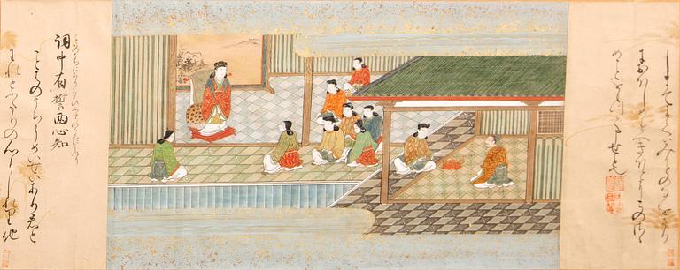 Akvarell och tusch på papper, Japan, Kyoto, 1800-tal.