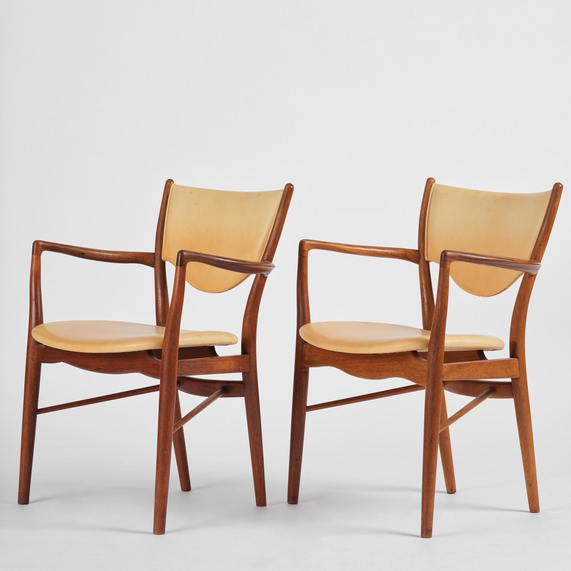 Finn Juhl, a set of six chairs and a pair of armchairs, model "Bo-63" and "Bo-72", Bovirke, Denmark, 1940s-50s.