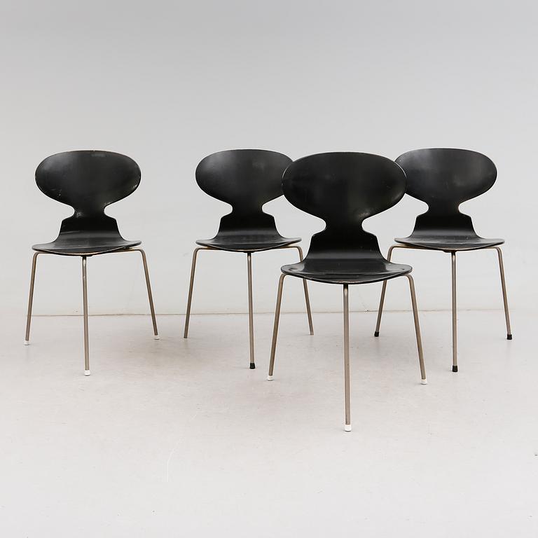STOLAR, 4 st, "Myran", Arne Jacobsen, Fritz Hansen, 1900-talets mitt.