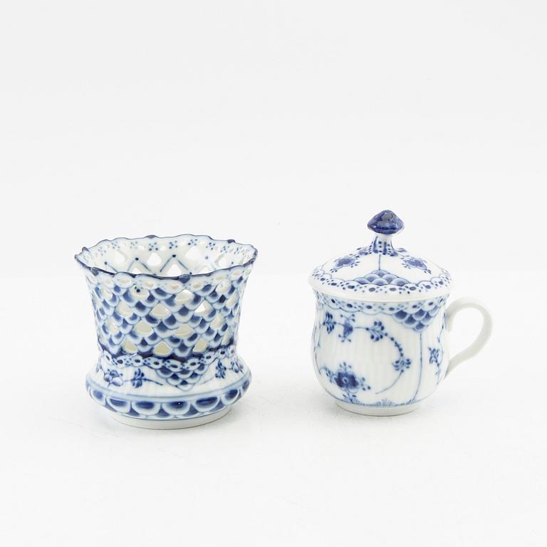 Service 6 pcs "Musselmalet Full Lace and Half Lace", Royal Copenhagen Denmark porcelain.