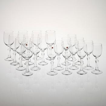 GLASSERVIS, 10+10 st, glas, "Unikko", Tapio Wirkkala, Iittala 1980-tal.