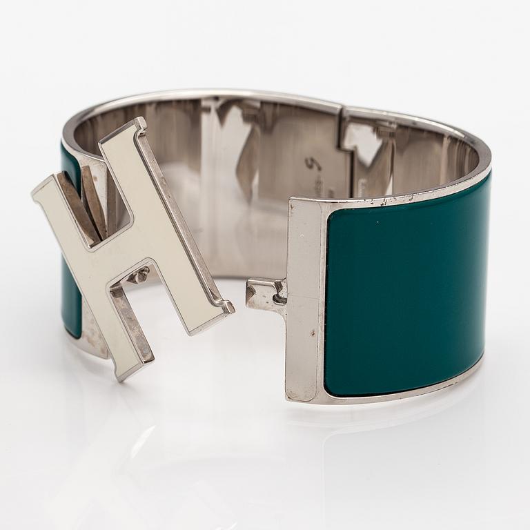 Hermès, Armband "Click H", metall och turkos och vit emalj. Märkt Hermès, P, S, Made in France.