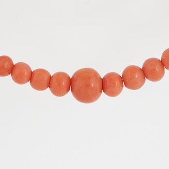 Coral bead necklace.