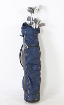 GOLFSET, Spalding, 10 klubbor och bag.