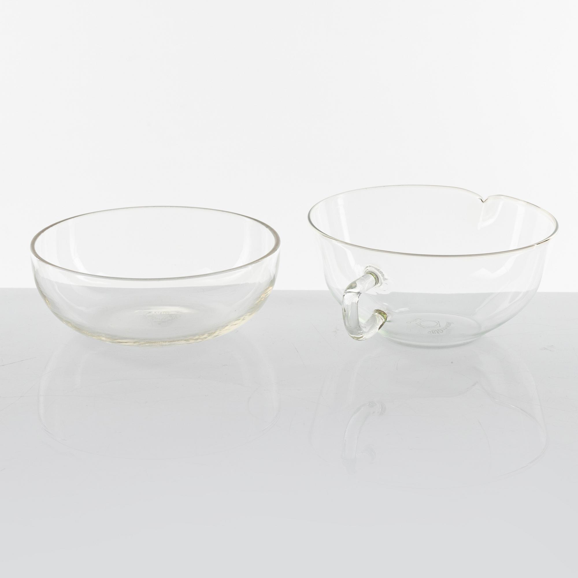 Wilhelm Wagenfeld, 159 glass service pieces, Jenaer Glaswerk, Schott & Gen, Germany.