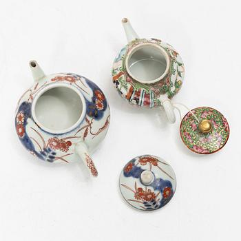 A collection of cups, saucers and teapots, China, Qing dynasty, mostly 18th century.