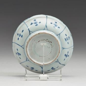 A set of nine blue and white kraak dishes, Ming dynasty, Wanli (1572-1620).