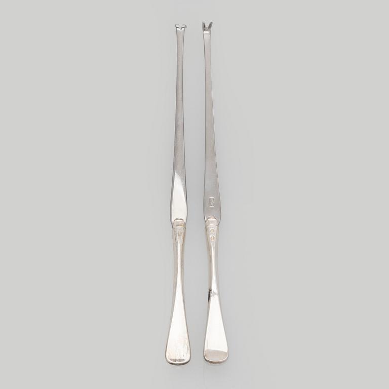 Hummergafflar, 12 st, silver och stål, W & S Sørensen, Danmark.