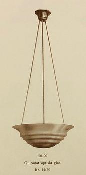 Edward Hald, a ceiling lamp model "HD 625", Orrefors & Nordiska Kompaniet, 1930s.
