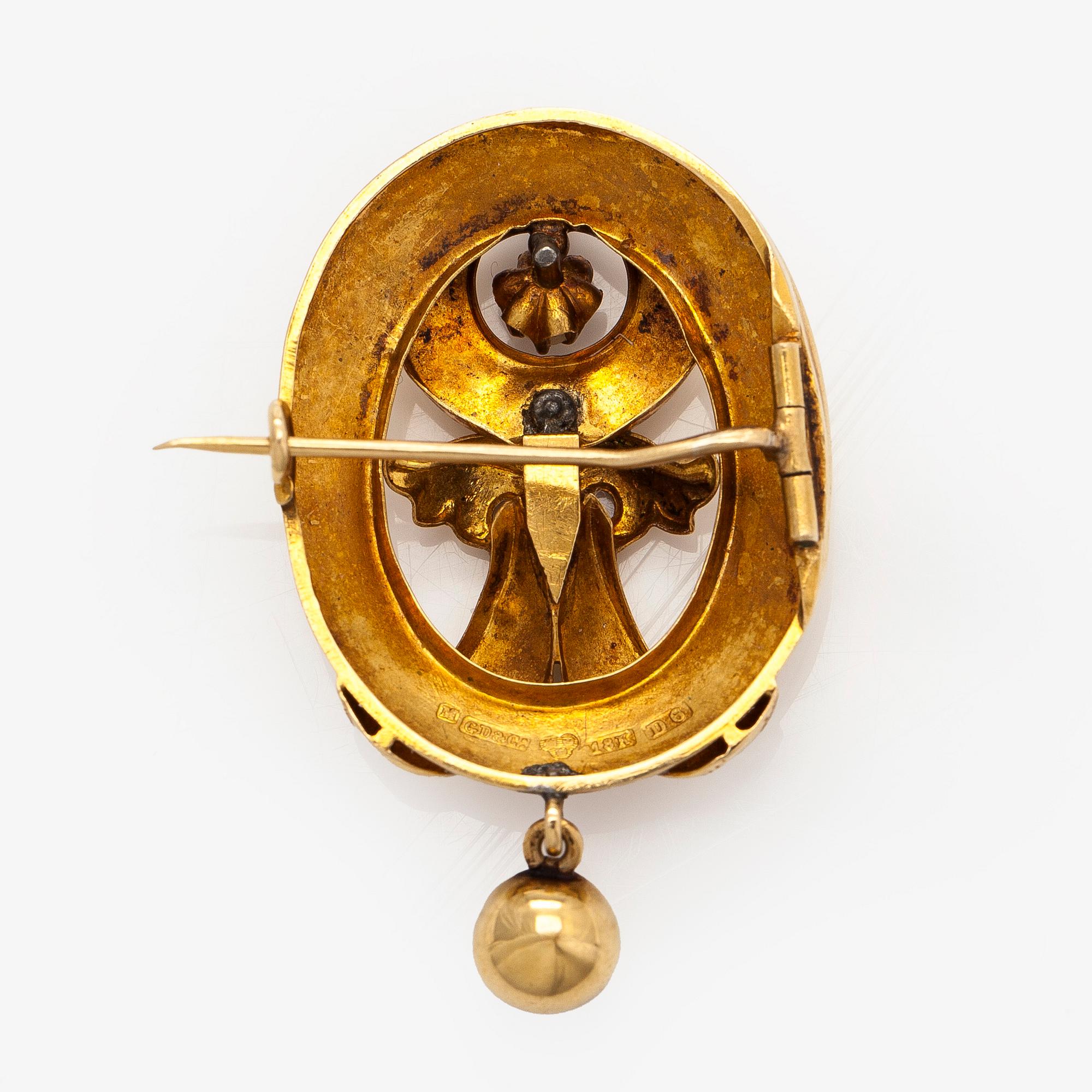 Brooch, 18K gold, pearl, Malmö 1882.