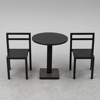BORIS BERLIN/POUL CHRISTIANSEN, bord med två stolar, "Non", Komplot design, Källemo.
