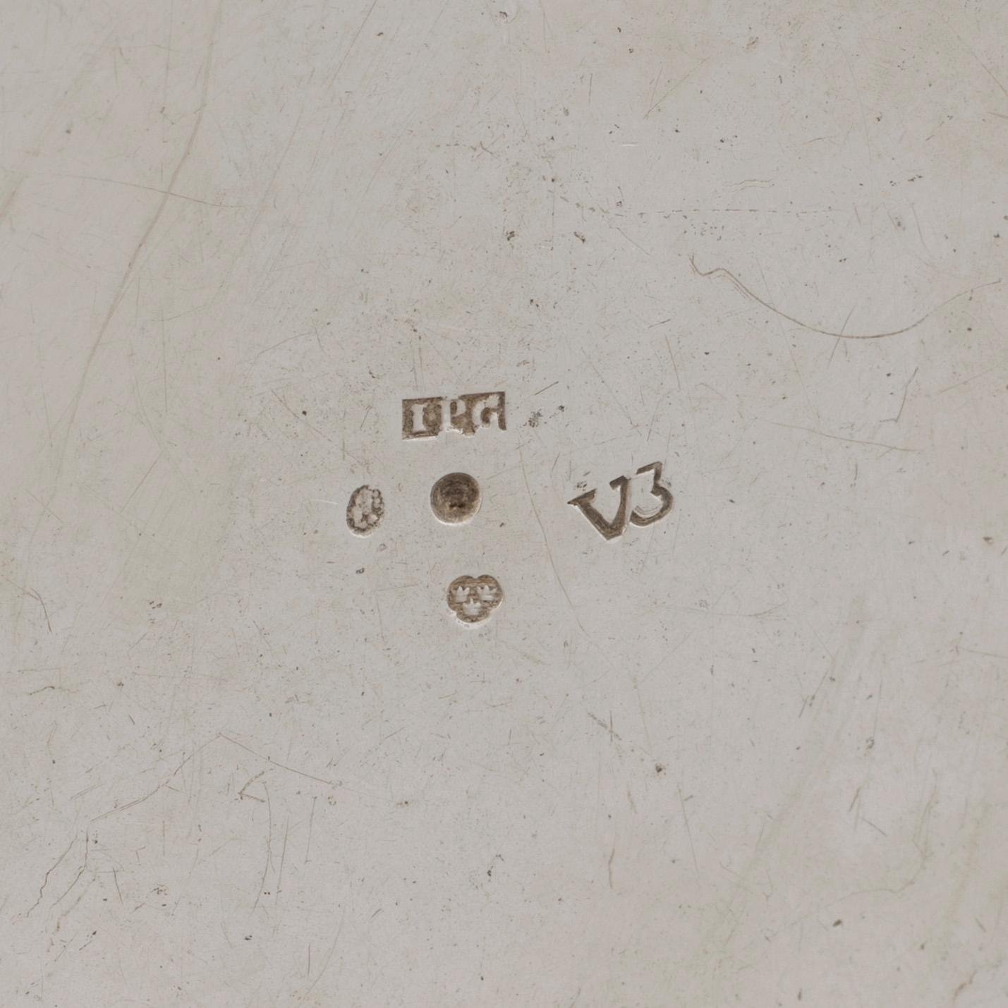 Two Swedish 19th Century silver boxes and one silver beaker, one made by Johan Petter Grönvall, 1827, Stockholm.