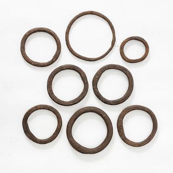 A set of eiht iron rings, Sweden, 17th / 18th century.