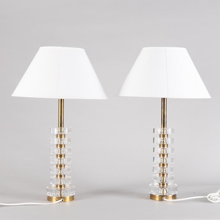 Carl Fagerlund, a pair of table lamps model "RD 1983", Orrefors, 1960s-70s.