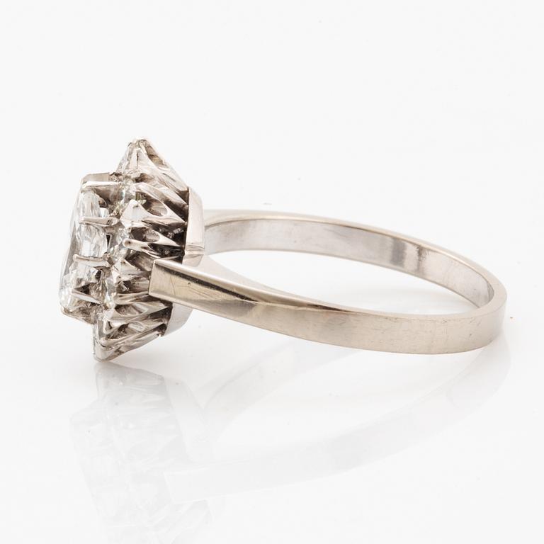 Marquise and brilliant-cut diamond ring.