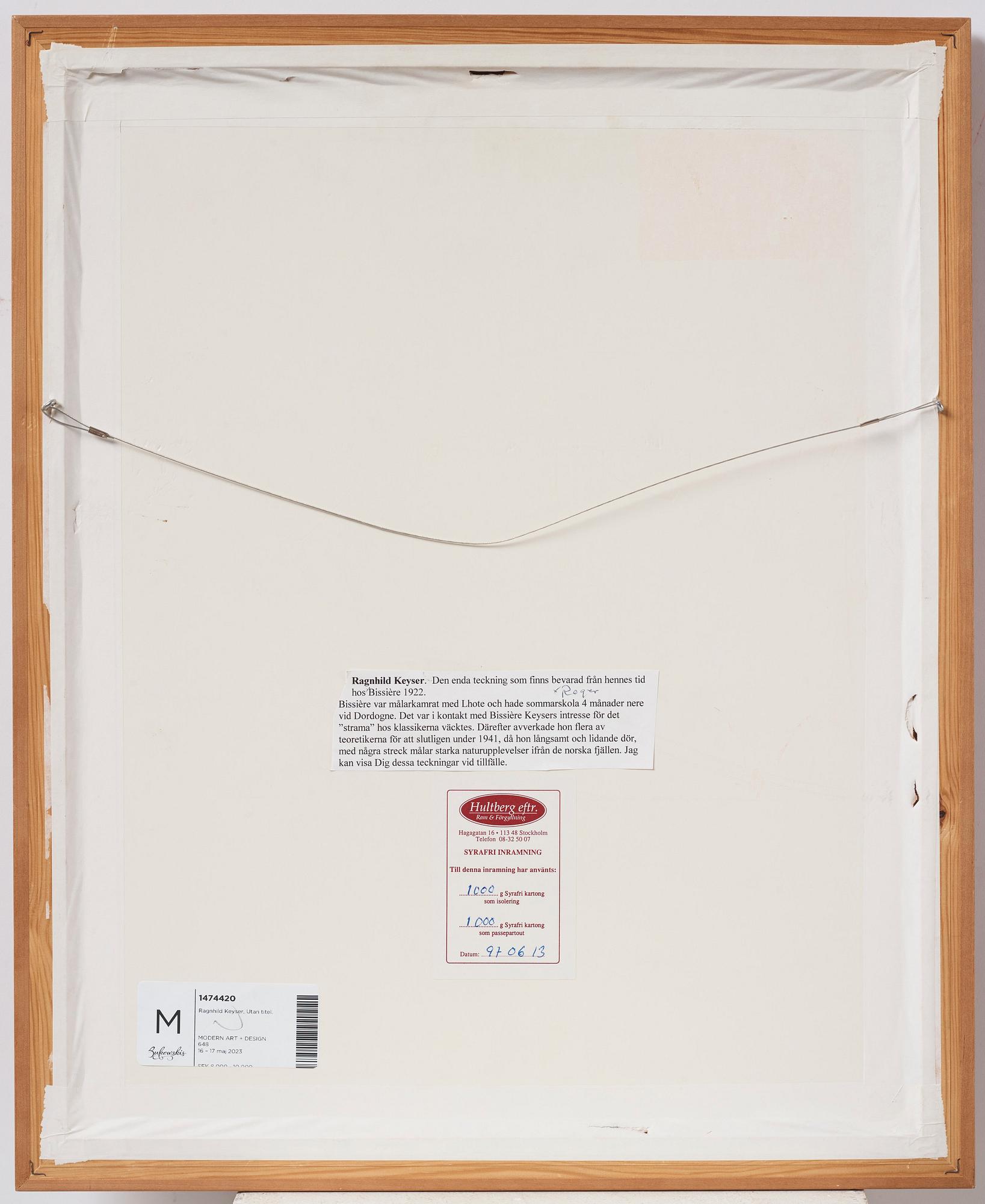 Ragnhild Keyser, executed in 1922. Pencil on paper.