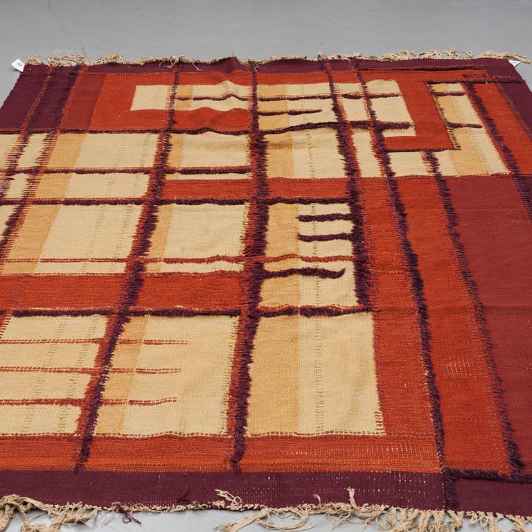 A CARPET, knotted pile in relief and flat weave, ca 306,5 x 205 cm, signed KS 1946, Sweden, probably Scania.