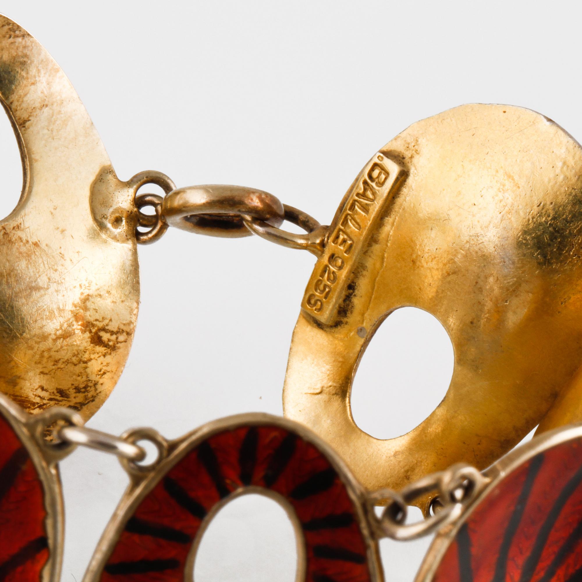 GARNITYR, 2 delar, sterlingsilver samt emalj,Öystein Balle, Stavanger. Vikt 44,2 gram.