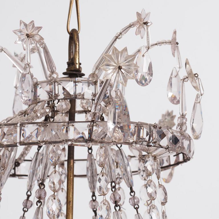 An Austro-Bohemian Louis XVI silvered brass six-branch chandelier, late 18th century.