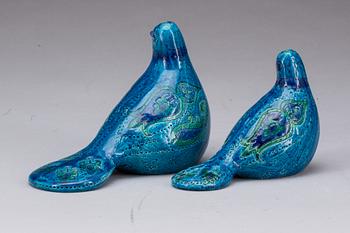 FIGURINER, 2 ST chamotterat stengods, Raymor Bitossi, Aldo Londi.